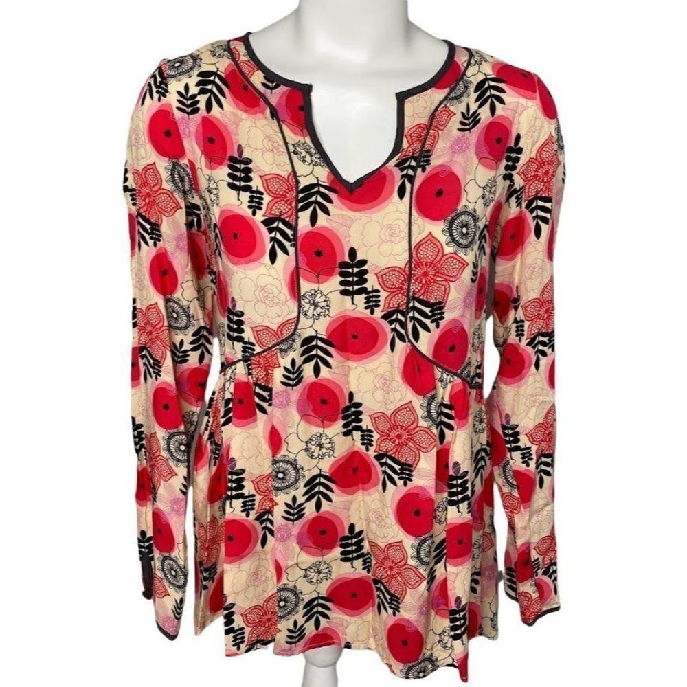 Matilda Jane Red Floral Make Believe Mistletoe Magic Long Sleeve Top sz XS NEW‎
